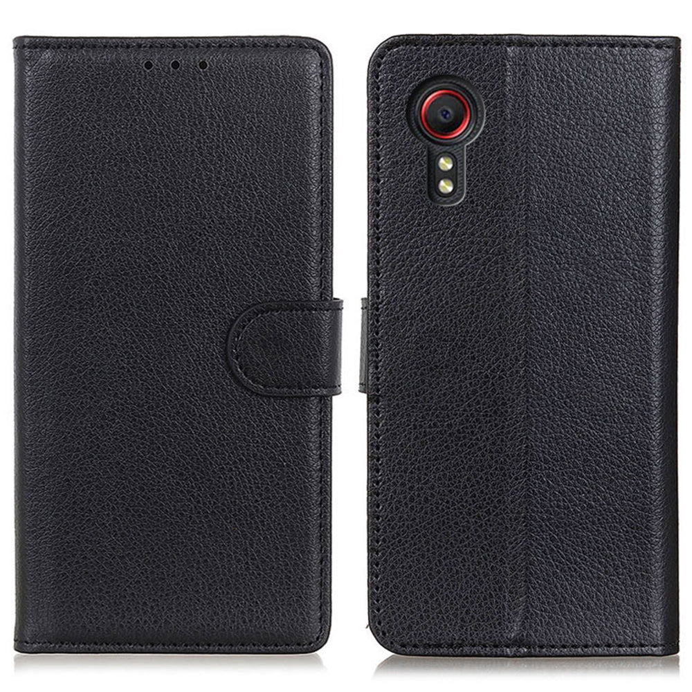 For Samsung Galaxy Xcover7 Leather Case Classic Lychee Texture Phone Wallet Cover - Black For Samsung Galaxy Xcover7 Leather Case Classic Lychee Texture Phone Wallet Cover - Black